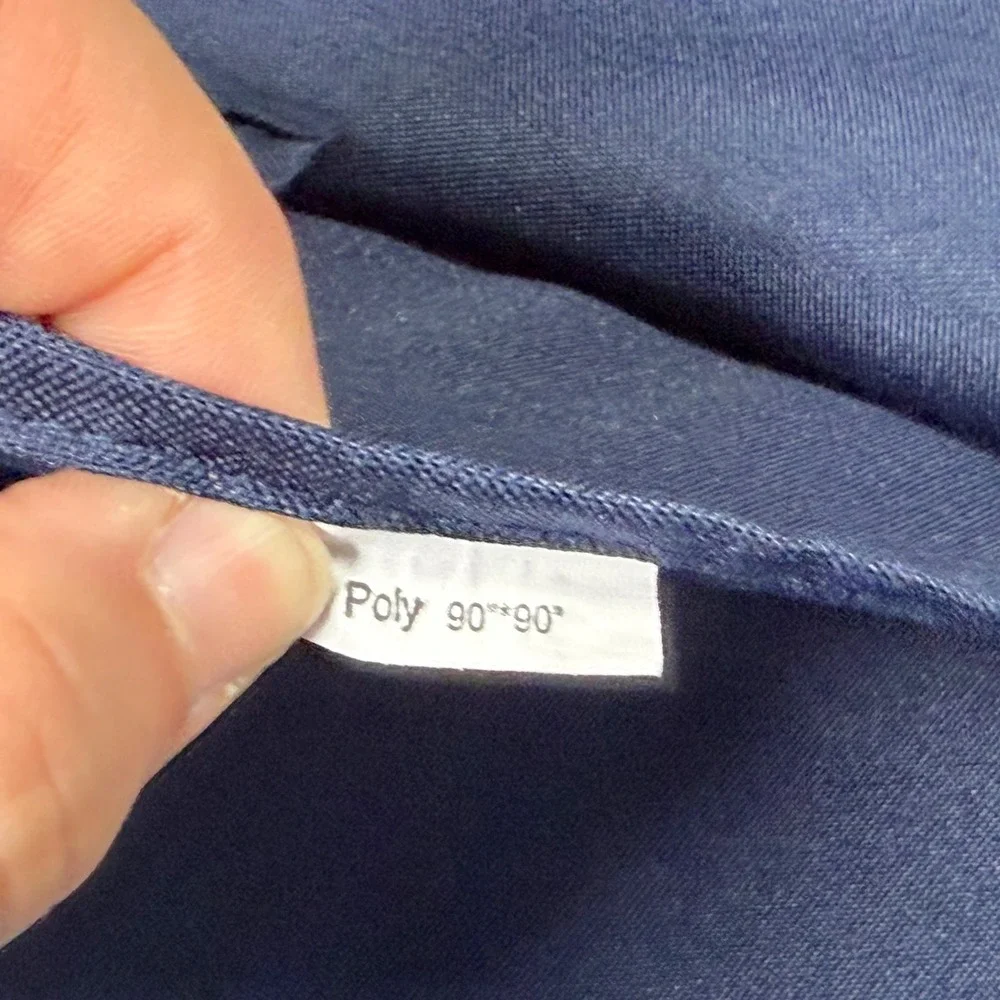 84x84 Navy Blue Tablecloth Square Polyester Solid Dark Blue Classic Minimalist